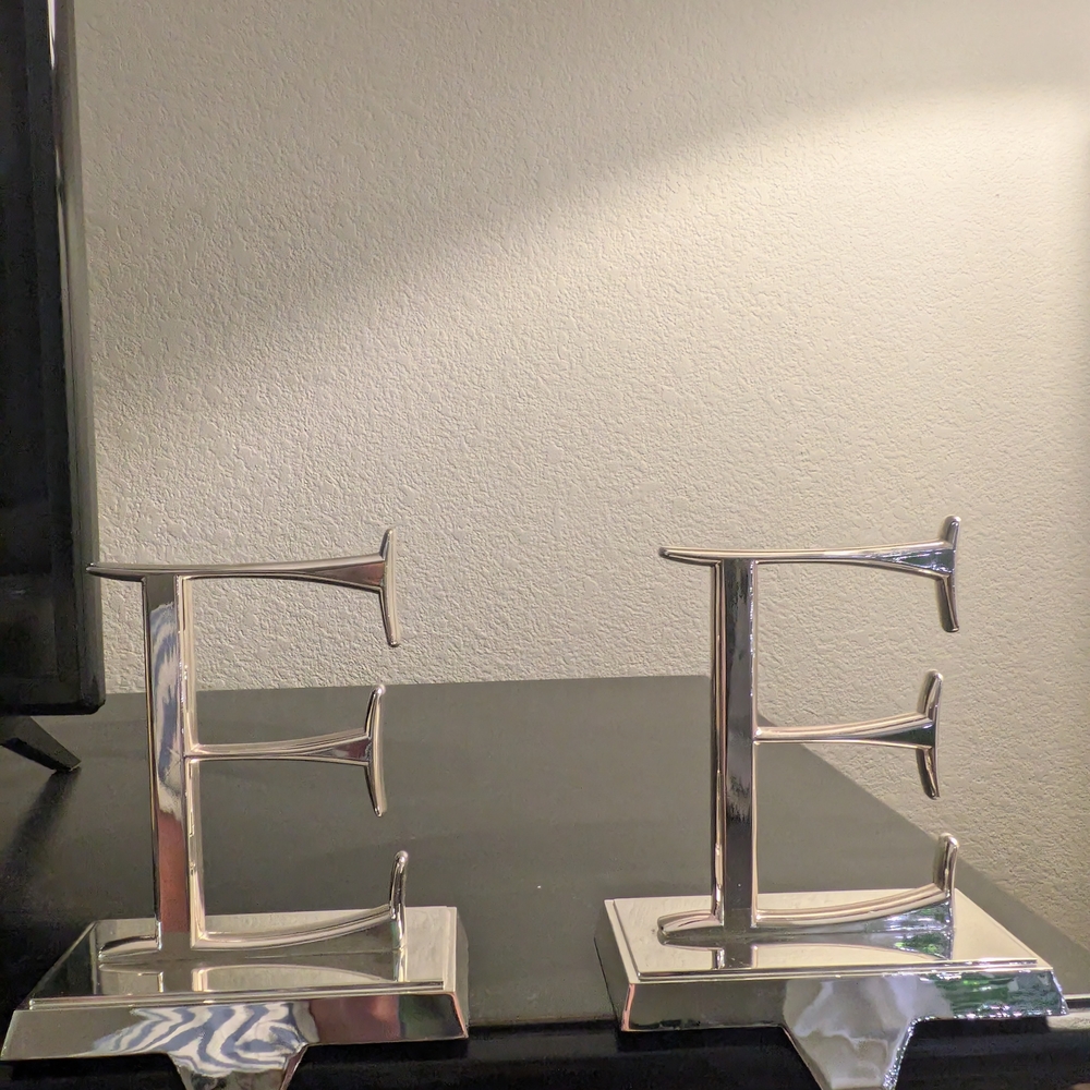 Silver Letter E Bookends